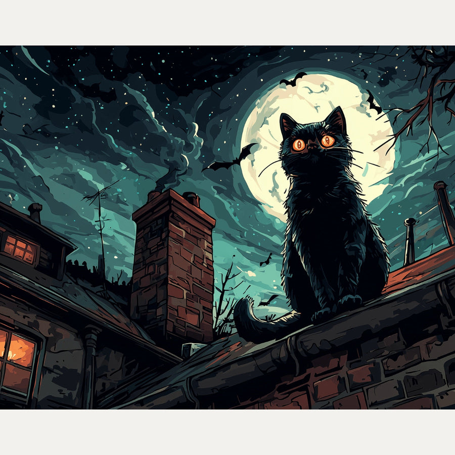 Chat sur les Toits | Peinture par numéro