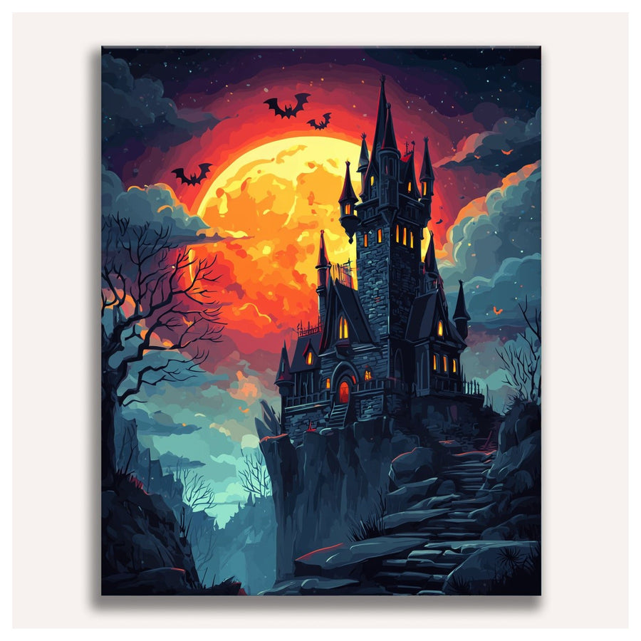 Château sous la Lune | Peinture par numéro