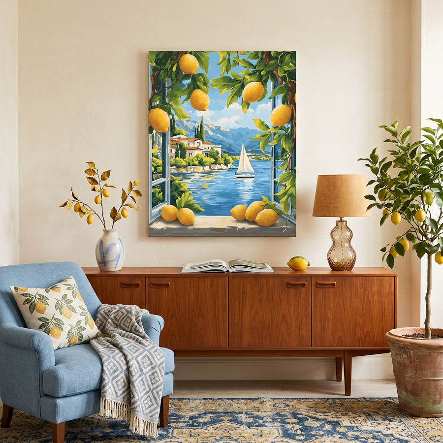 Citrons et Lac Italien | Peinture par numéro