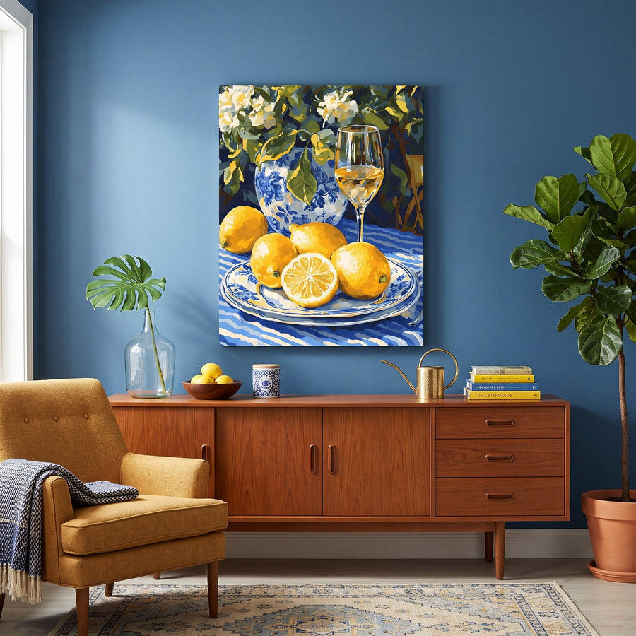 Citrons et vin blanc | Peinture par numéro