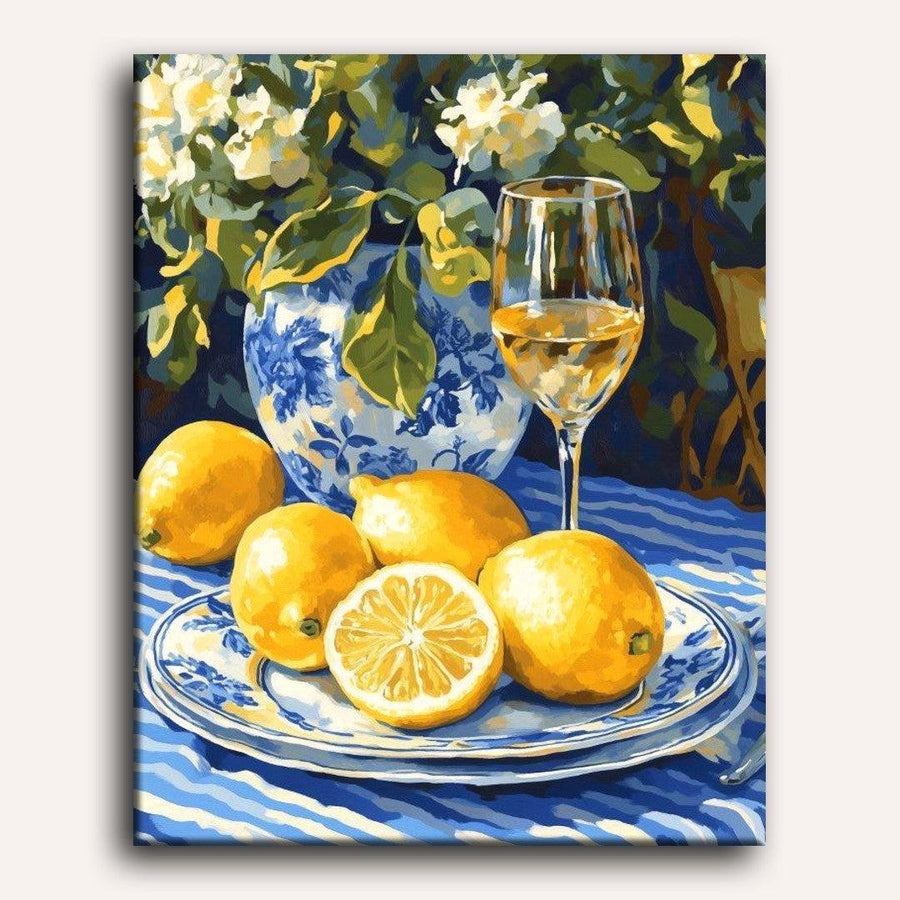 Citrons et vin blanc | Peinture par numéro