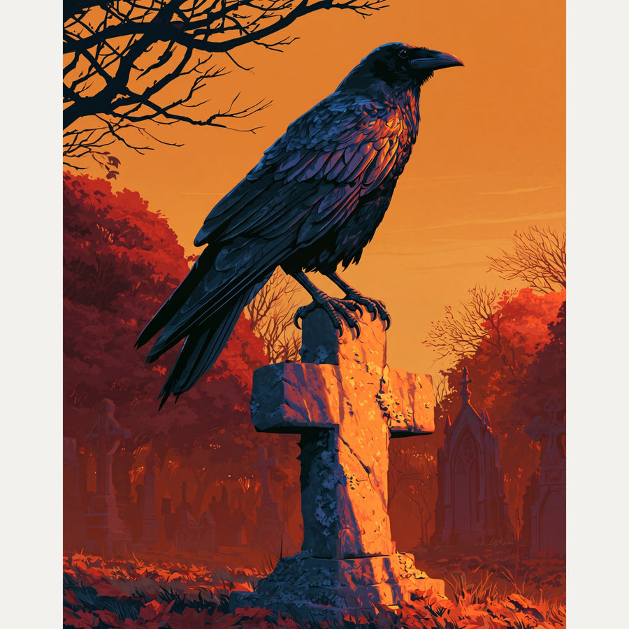 Corbeau au Crépuscule | Peinture par numéro