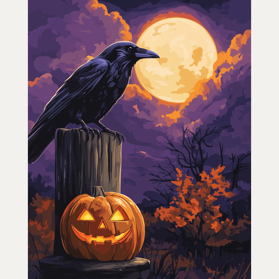 Corbeau sur la Palissade | Peinture par numéro