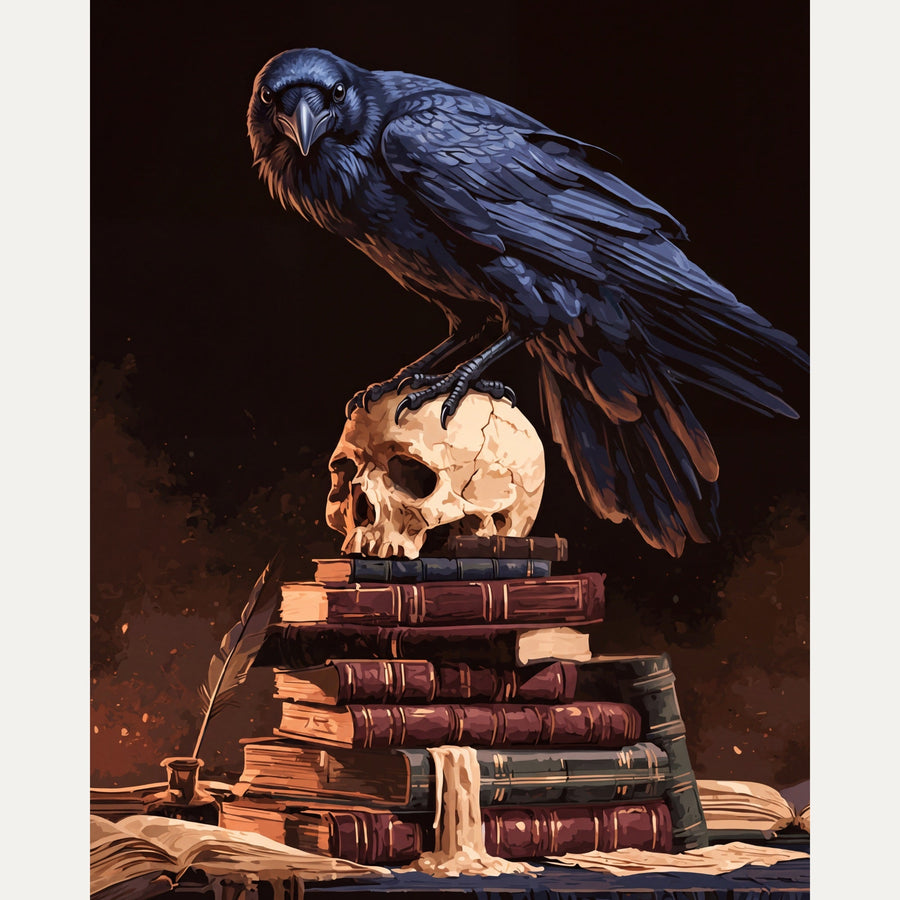 Corbeau sur le Crâne | Peinture par numéro