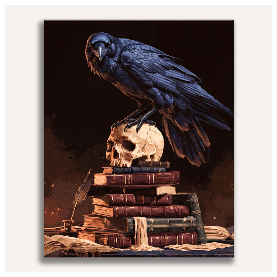 Corbeau sur le Crâne | Peinture par numéro