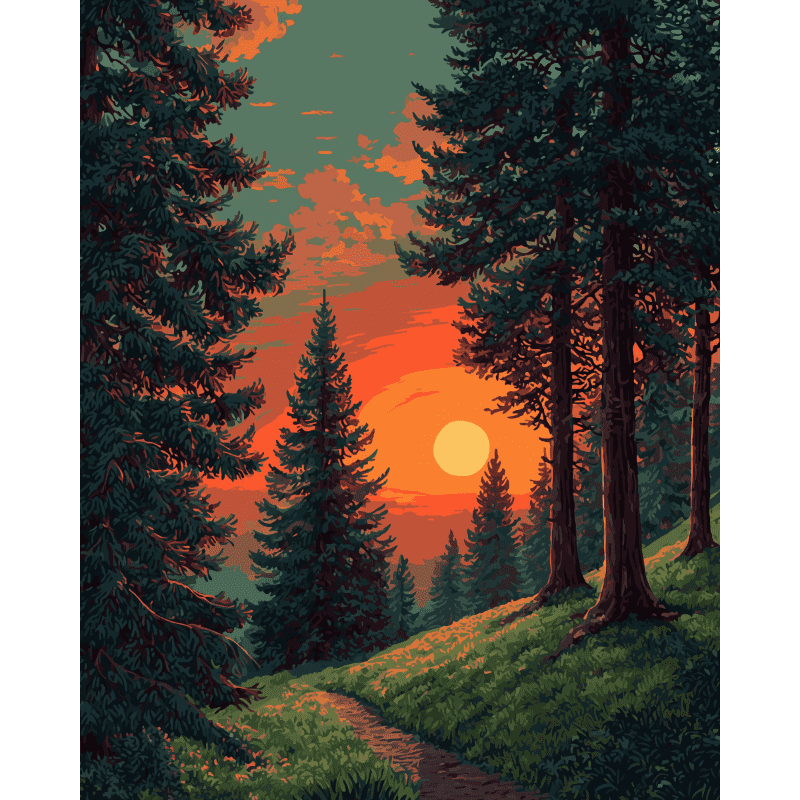 Coucher Alpin | Peinture par numéro
