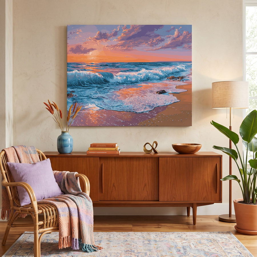 Coucher de Soleil Rose | Peinture par numéro
