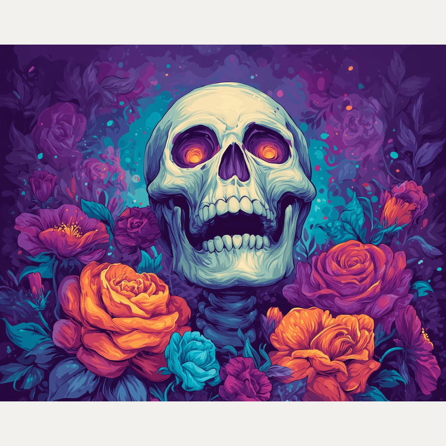 Crâne aux Roses | Peinture par numéro