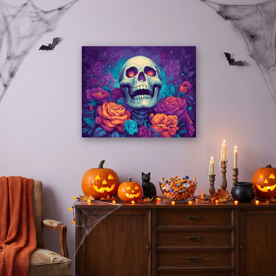 Crâne aux Roses | Peinture par numéro