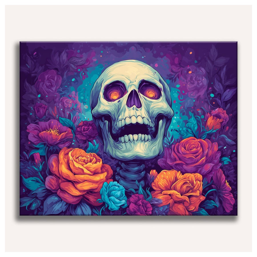 Crâne aux Roses | Peinture par numéro