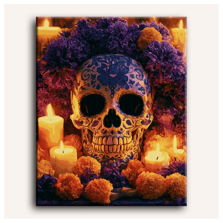 Crâne Fleuri | Peinture par numéro