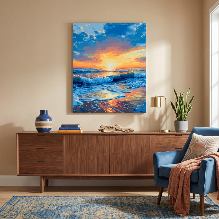 Crépuscule en bord de mer | Peinture par numéro