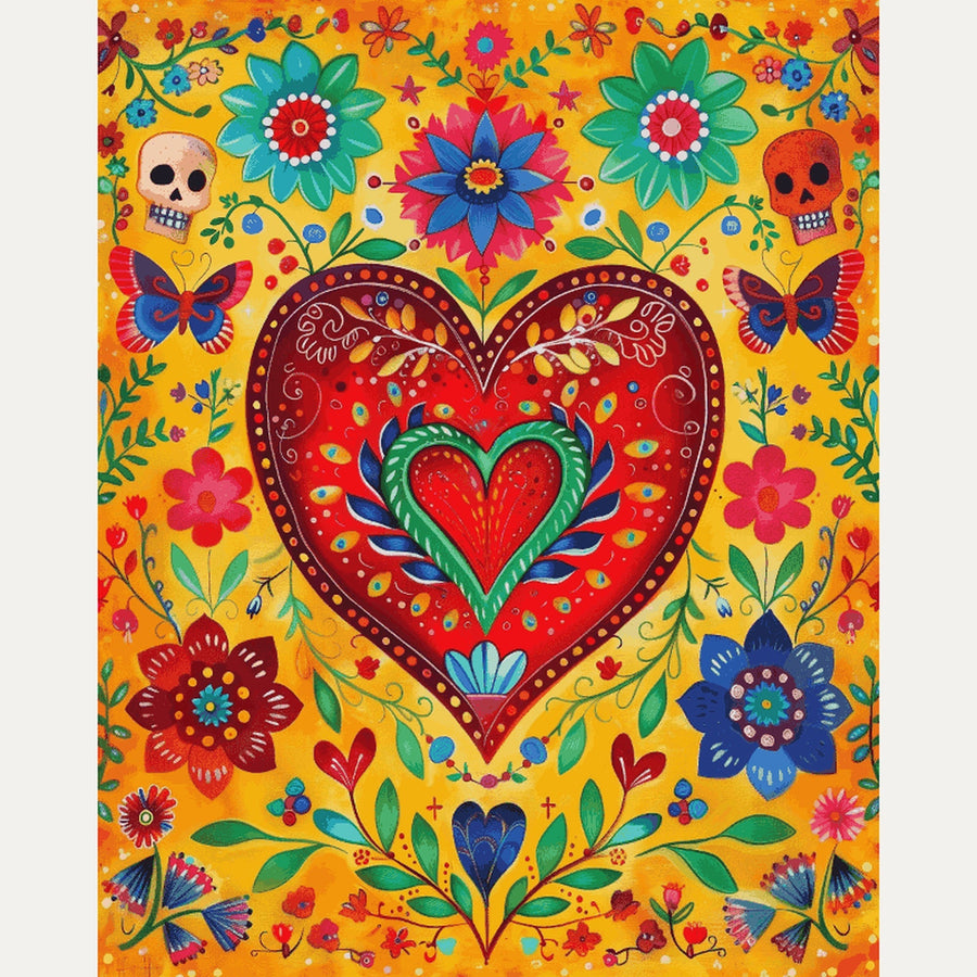 Cœur Fleuri | Peinture par numéro