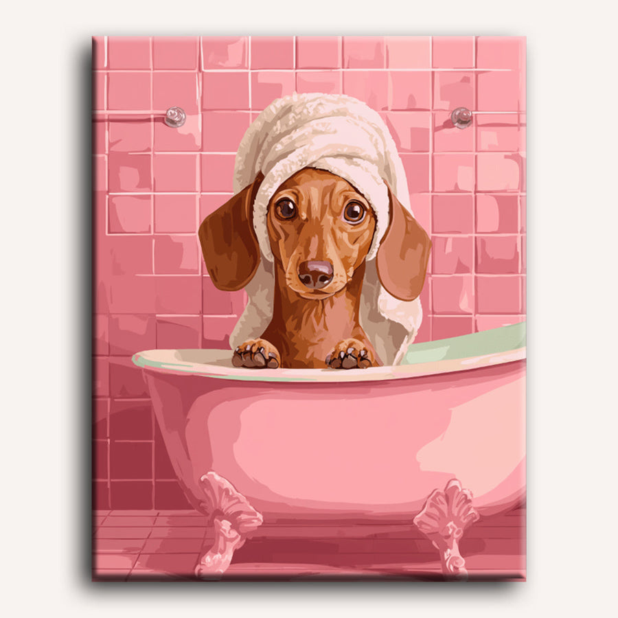 Dachshund au Bain | Peinture par numéro