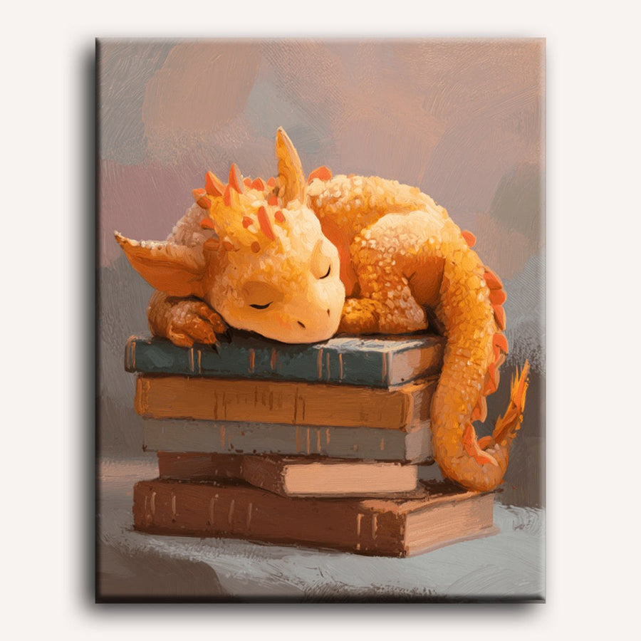 Dragon Endormi sur les Livres | Peinture par numéro