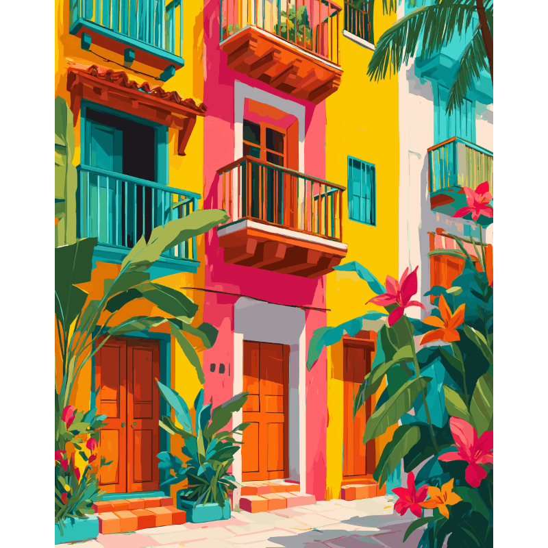 Façades Tropicales | Peinture par numéro