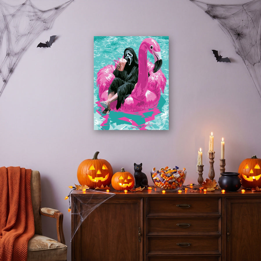 Fantôme sur Flamant Rose | Peinture par numéro