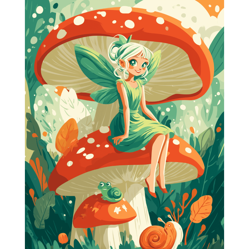 Fée des Champignons | Peinture par numéro