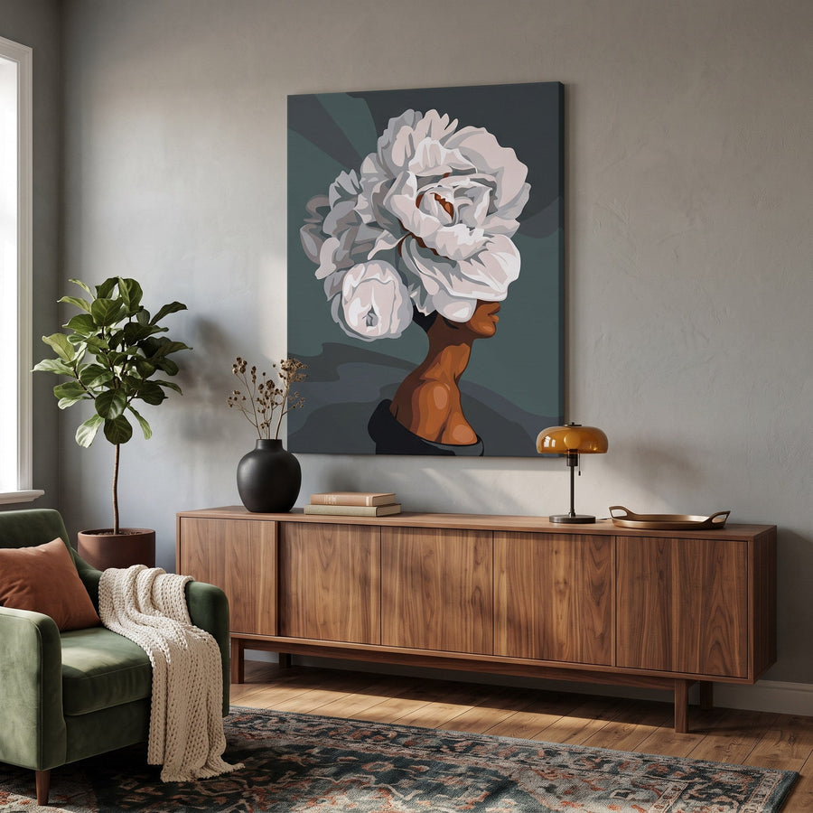 Femme aux Fleurs Blanches | Peinture par numéro