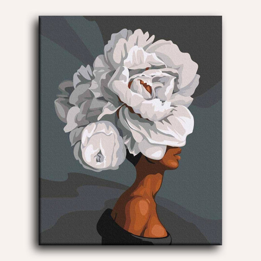 Femme aux Fleurs Blanches | Peinture par numéro