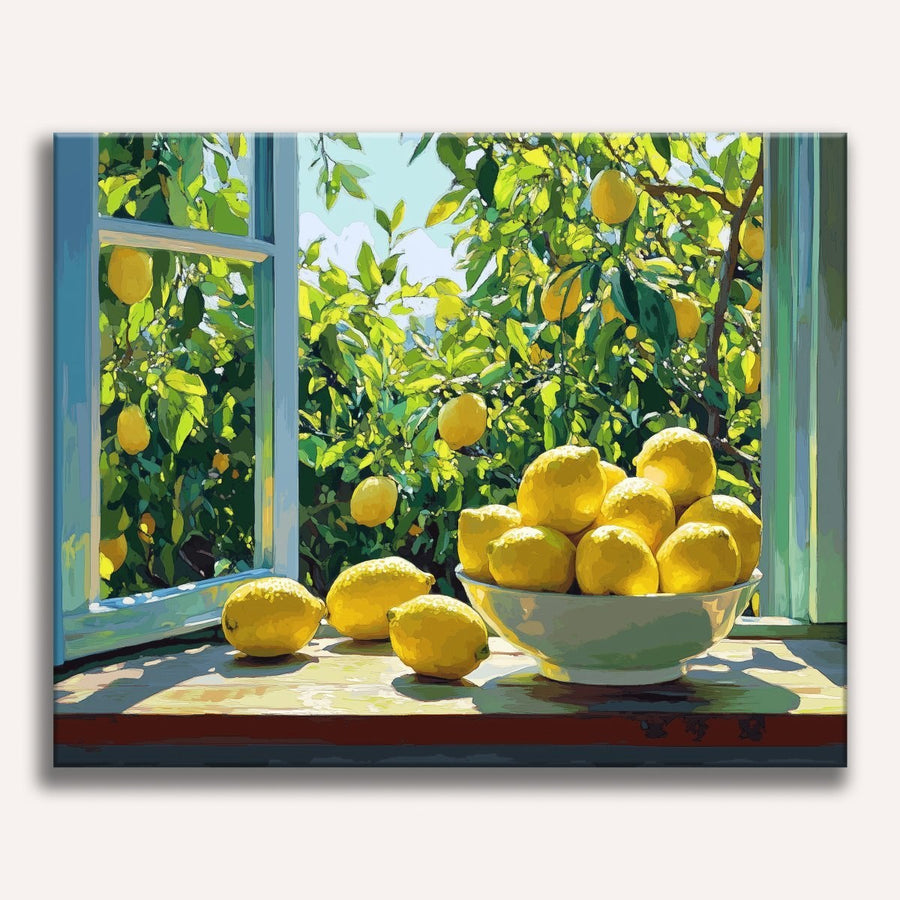 Fenêtre au citronnier | Peinture par numéro
