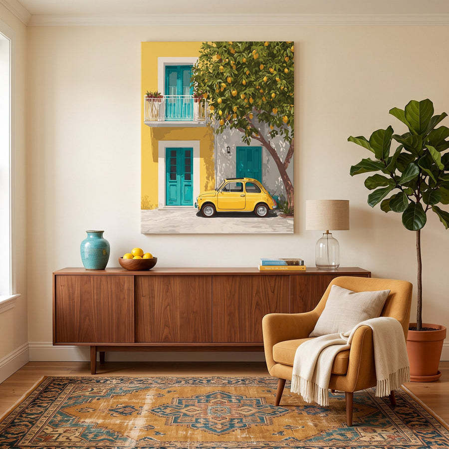 Fiat Jaune sous le Citronnier | Peinture par numéro