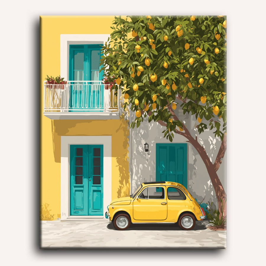 Fiat Jaune sous le Citronnier | Peinture par numéro