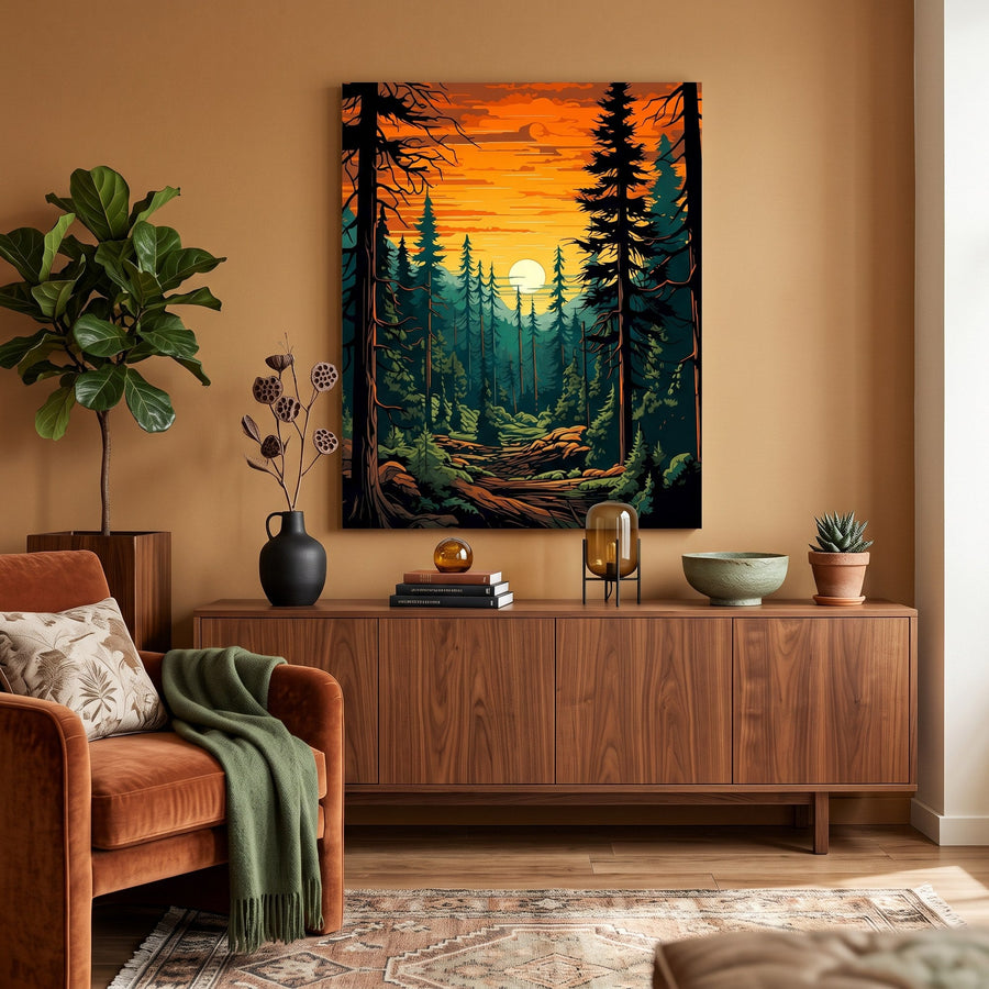 Forêt au Crépuscule | Peinture par numéro