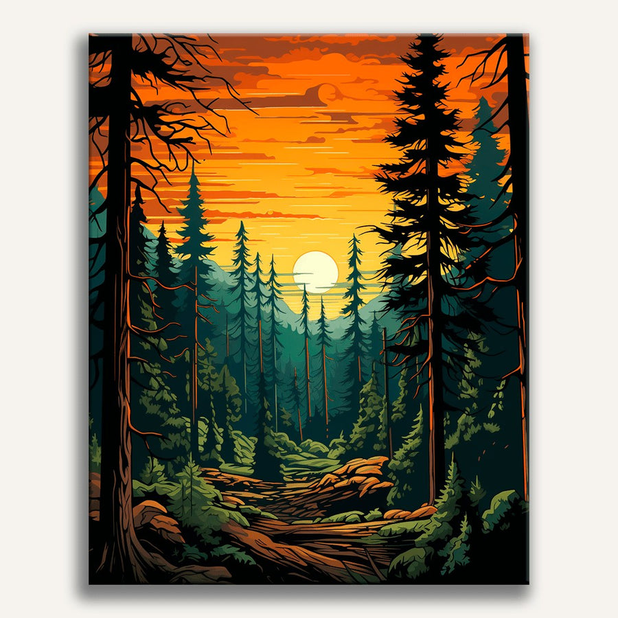 Forêt au Crépuscule | Peinture par numéro