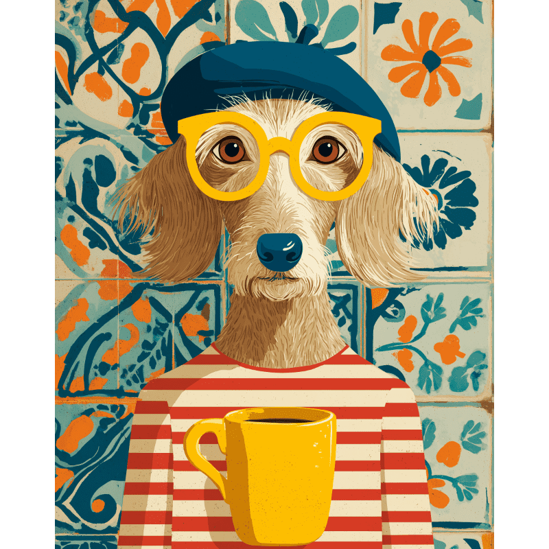 Chien à la Parisienne | Peinture par numéro