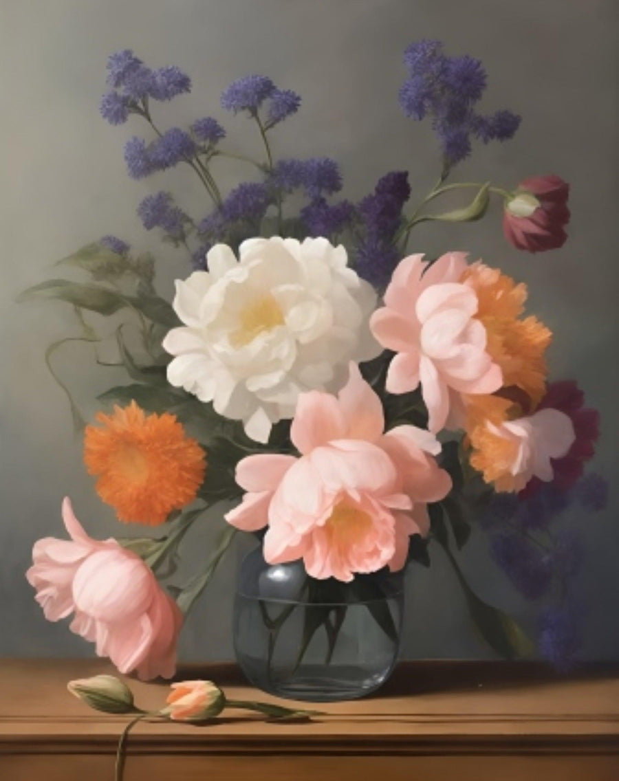 Fleurs Fraîches en Vase | Peinture par numéro