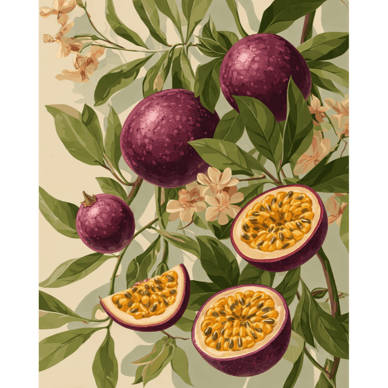 Fruit de la Passion en Fleurs | Peinture par numéro