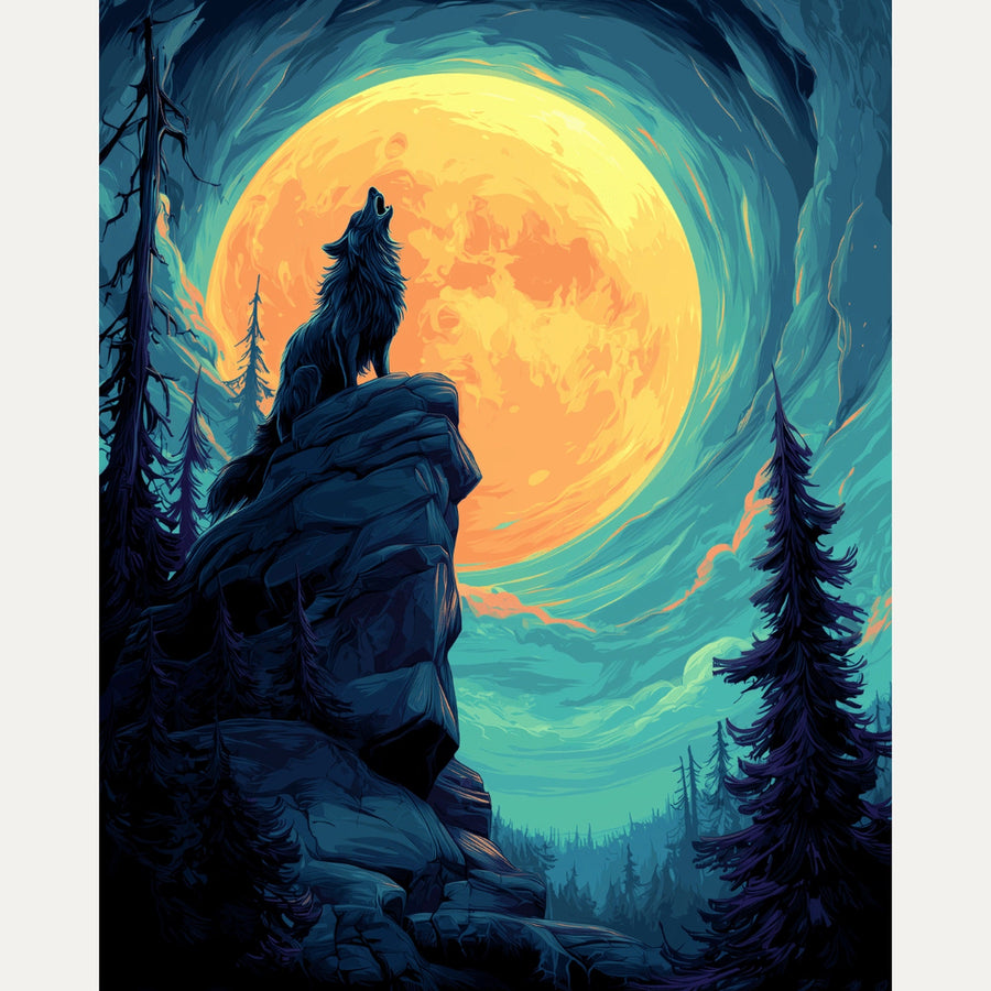 Hurlement à la Lune | Peinture par numéro