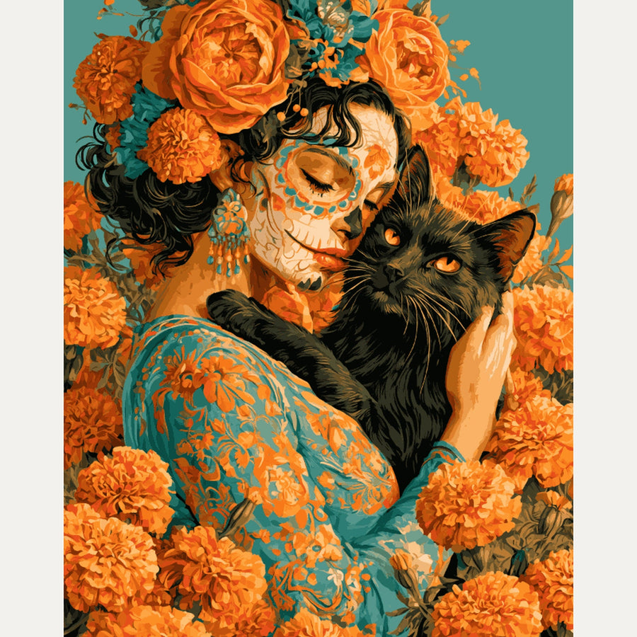 La Dame et le Chat | Peinture par numéro