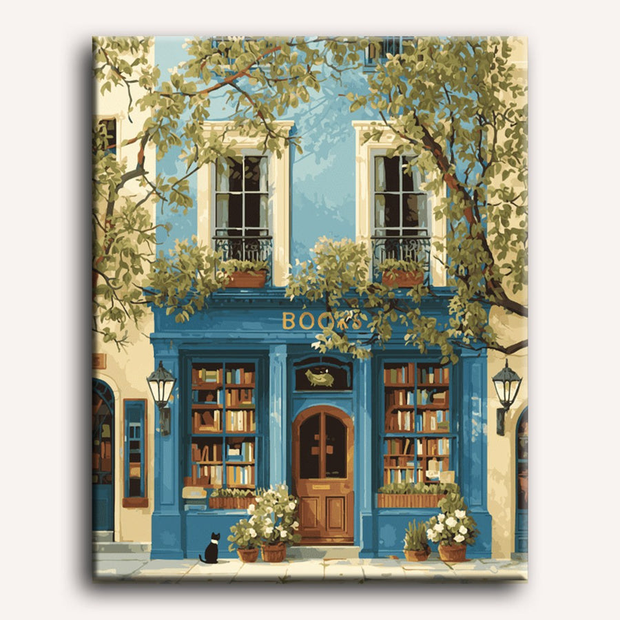 La librairie bleue | Peinture par numéro