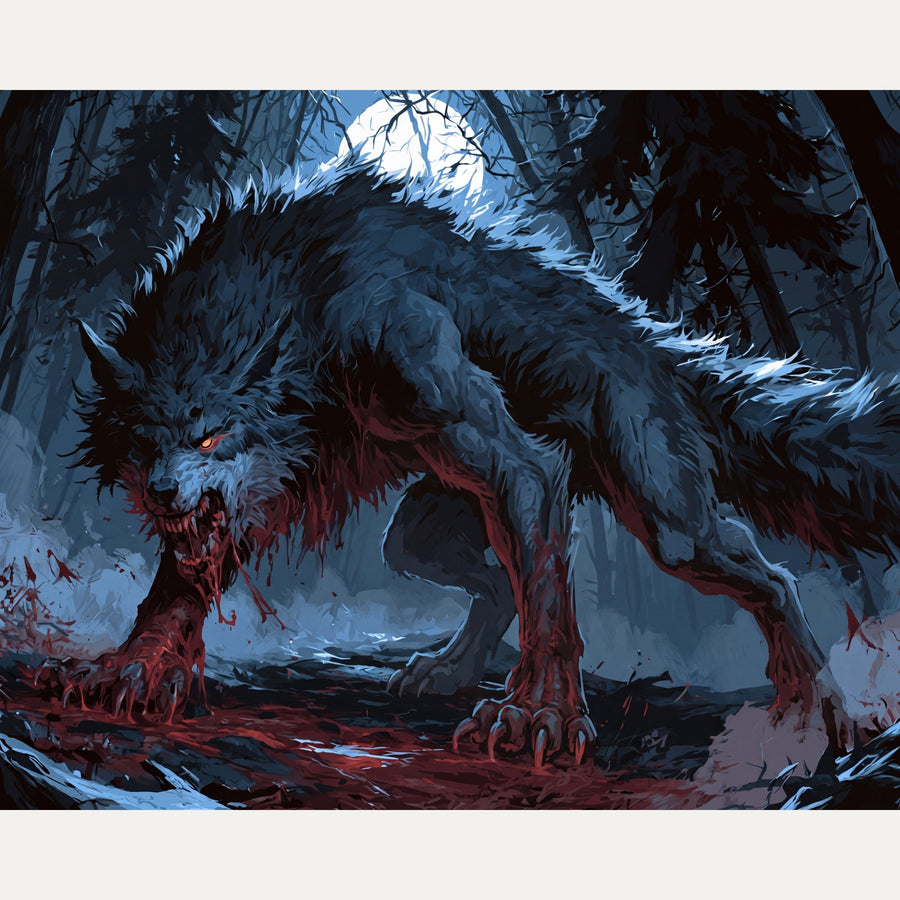 Loup-Garou sous la Lune | Peinture par numéro