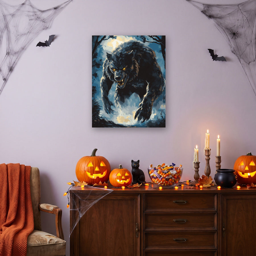 Loup sous la Lune | Peinture par numéro