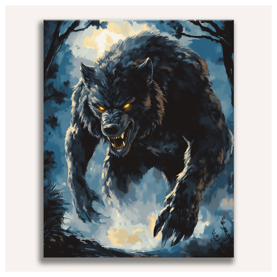 Loup sous la Lune | Peinture par numéro