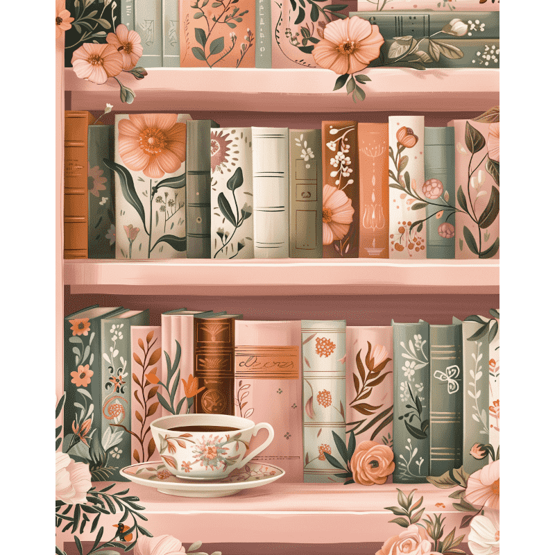 Bibliothèque fleurie | Peinture par numéro