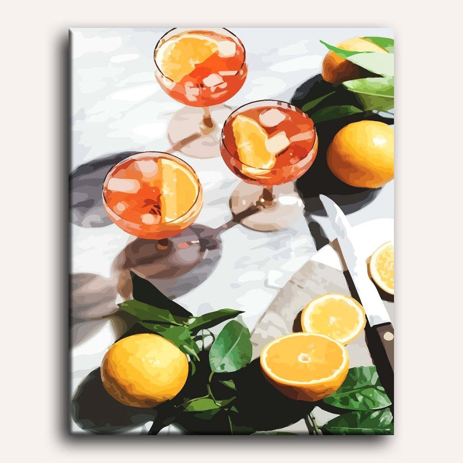 Cocktails d'été à l'orange | Peinture par numéro