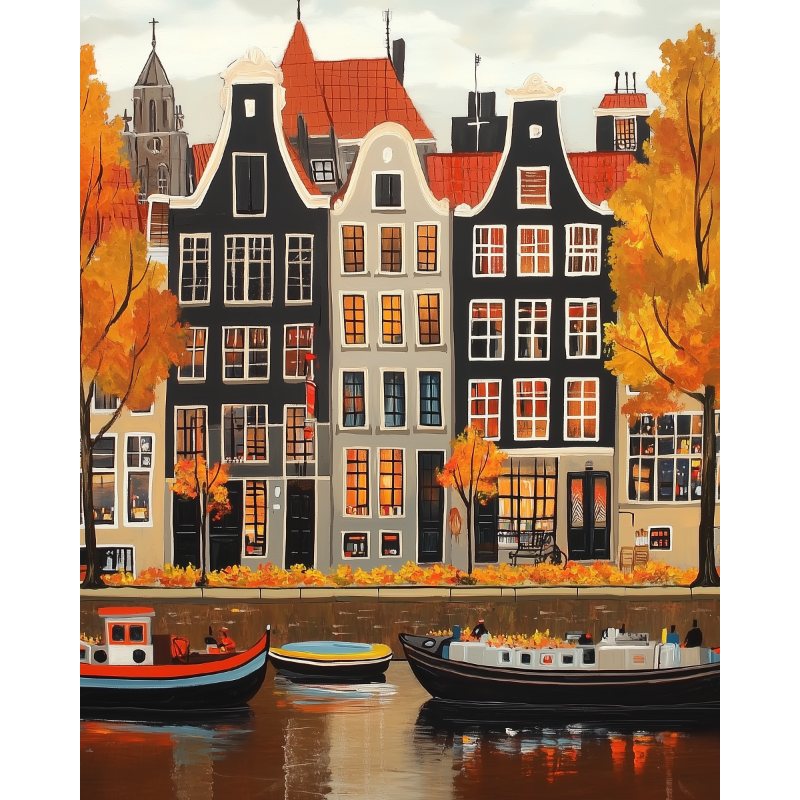 Maisons d'Amsterdam | Peinture par numéro