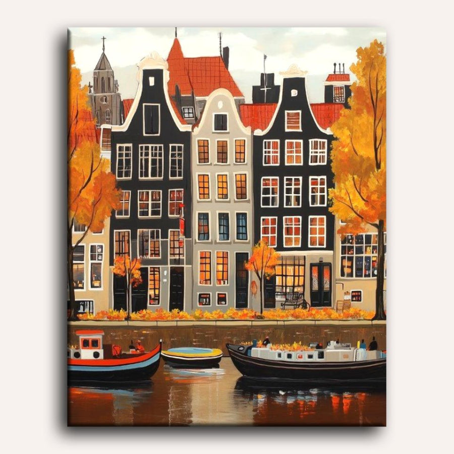 Maisons d'Amsterdam | Peinture par numéro