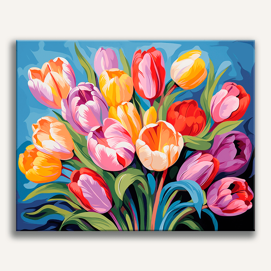 Mélange de tulipes éclatantes | Peinture par numéro
