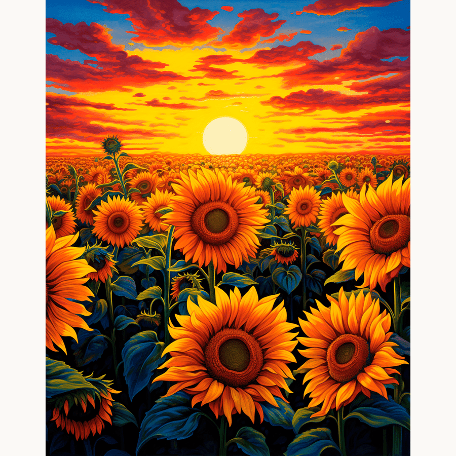 Tournesols au crépuscule | Peinture par numéro