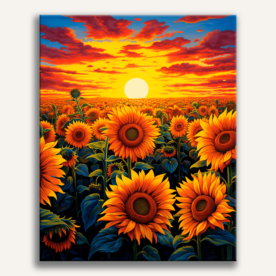 Tournesols au crépuscule | Peinture par numéro