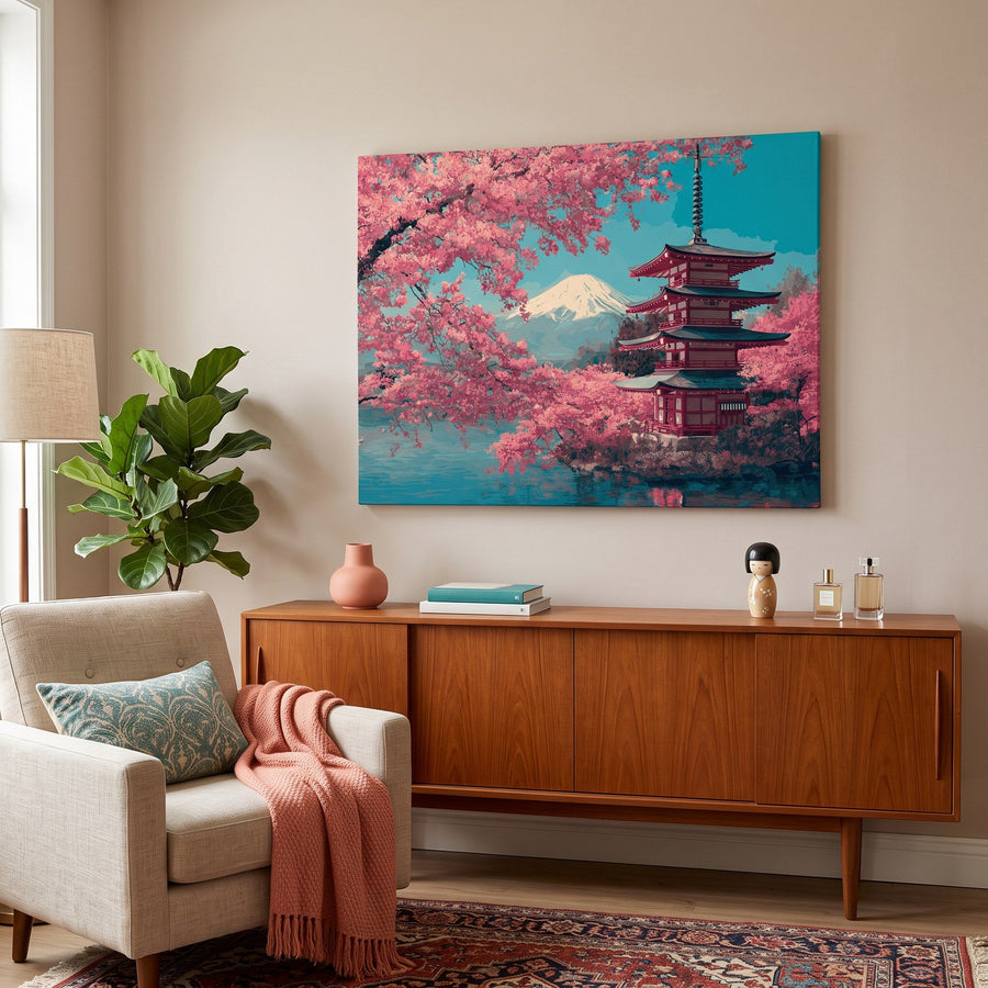 Mont Fuji Fleuri | Peinture par numéro