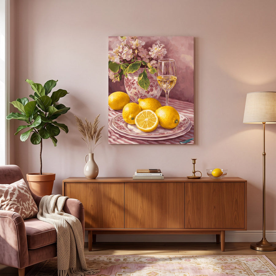 Nature Morte Rose aux Citrons | Peinture par numéro