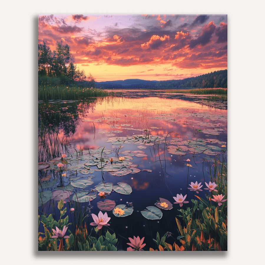 Nénuphars au coucher de soleil | Peinture par numéro