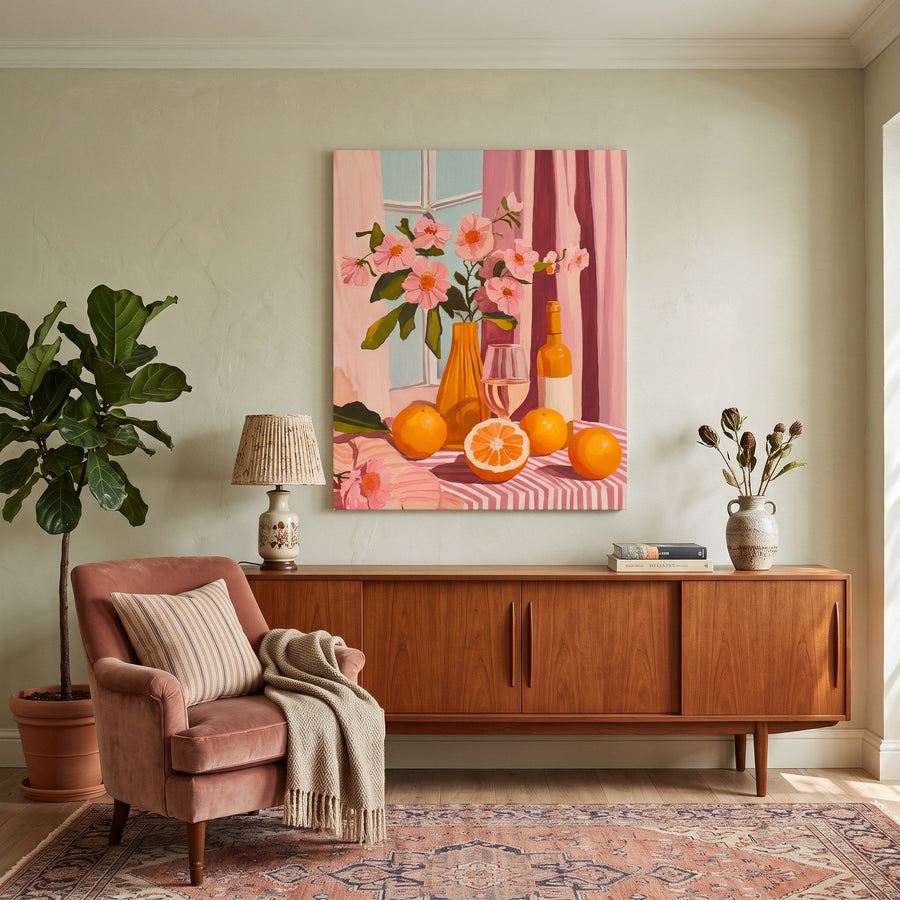 Oranges, vin et fleurs | Peinture par numéro