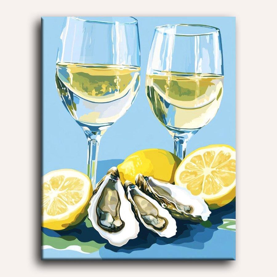 Huîtres et Champagne | Peinture par numéro